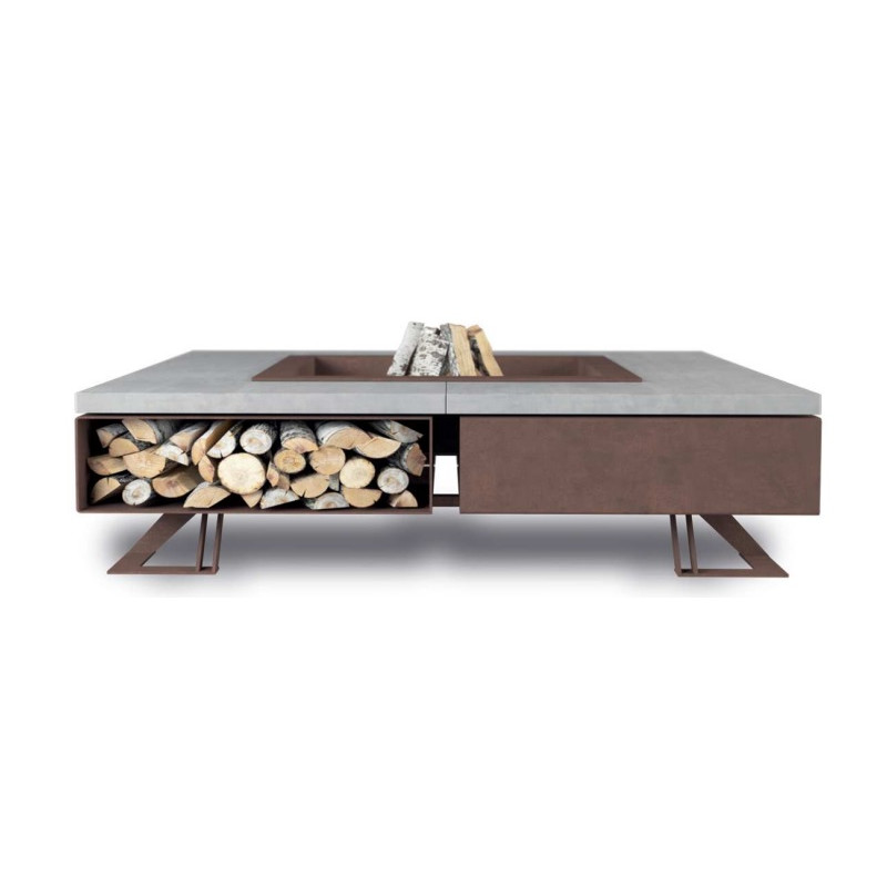 OUTDOOR FIRE PIT HETTA SQUARE 140 CONCRETE / CORTEN OUTDOOR FIRE PIT HETTA SQUARE 140 CONCRETE / CORTEN