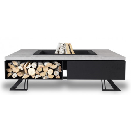 CHIMENEA DE JARDÍN HETTA SQUARE 180 CONCRETE / BLACK INOX