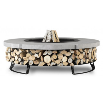 CHIMENEA DE JARDÍN HETTA ROUND 120 CONCRETE / BLACK INOX