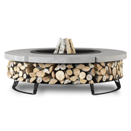 CHIMENEA DE JARDÍN HETTA ROUND 120 CONCRETE / BLACK INOX