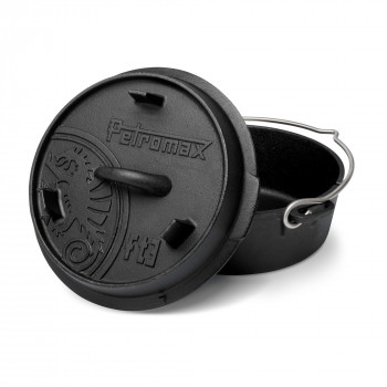 OLLA CON TAPA DE HIERRO FUNDIDO DUTCH OVEN CON BASE PLANA PETROMAX ft3-t (1,6 litros)