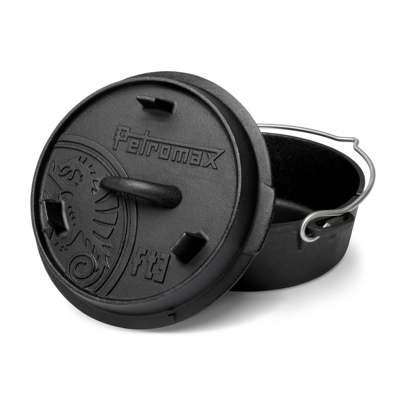 OLLA CON TAPA DE HIERRO FUNDIDO DUTCH OVEN CON BASE PLANA PETROMAX ft3-t (1,6 litros) OLLA CON TAPA DE HIERRO FUNDIDO DUTCH OVEN CON BASE PLANA PETROMAX ft3-t (1,6 litros)