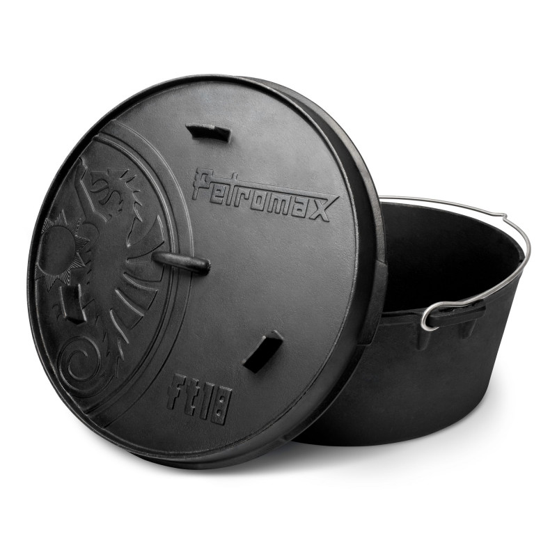 OLLA CON TAPA DE HIERRO FUNDIDO DUTCH OVEN CON BASE PLANA PETROMAX ft18-t (16,1 litros) OLLA CON TAPA DE HIERRO FUNDIDO DUTCH OVEN CON BASE PLANA PETROMAX ft18-t (16,1 litros)