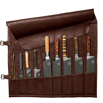 ESTUCHE PARA CUCHILLOS–9 BOLSILLOS WITLOFT (MARRÓN OSCURO/MARRÓN OSCURO)
