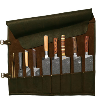 ESTUCHE PARA CUCHILLOS–9 BOLSILLOS WITLOFT (VERDE/COÑAC)