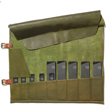 ESTUCHE PARA CUCHILLOS–9 BOLSILLOS WITLOFT (VERDE/COÑAC)