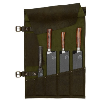 ESTUCHE PARA CUCHILLOS–5 BOLSILLOS WITLOFT (VERDE/COÑAC)