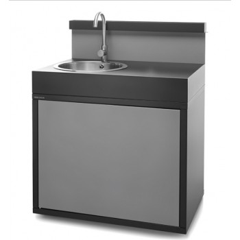 Soporte con fregadero acero cerrado negro - gris claro mate de Forge Adour