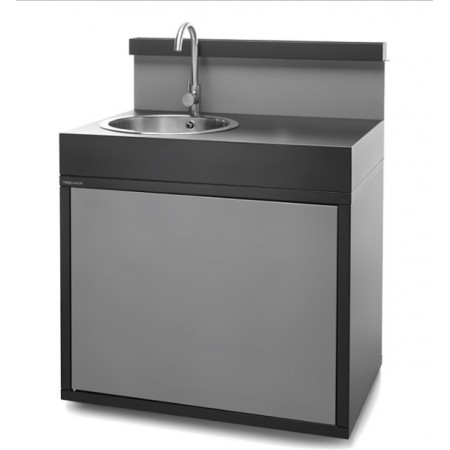 Soporte con fregadero acero cerrado negro - gris claro mate de Forge Adour