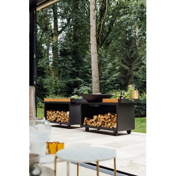 OFYR MISE EN PLACE TABLE PRO TEAK WOOD BLACK MP-B-135-PRO-TW