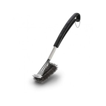 BRUSH WITH STAINLESS STEEL BRISTLES IN TRIPLE ROW AND SCRAPER NAPOLEON