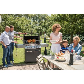 BARBACOA NAPOLEON PRESTIGE 500 CON QUEMADOR LATERAL Y TRASERO INFRARROJOS GRIS ANTRACITA