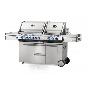 BARBACOA NAPOLEON PRESTIGE PRO 825 CON QUEMADOR LATERAL DE POTENCIA, QUEMADORES INFERIORES Y TRASEROS INFRARROJOS INOX