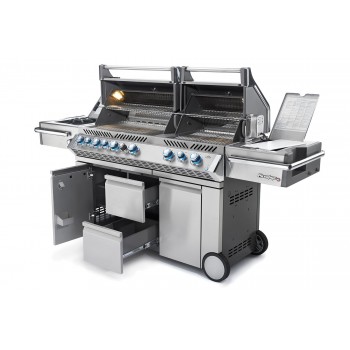 BARBACOA NAPOLEON PRESTIGE PRO 825 CON QUEMADOR LATERAL DE POTENCIA, QUEMADORES INFERIORES Y TRASEROS INFRARROJOS INOX