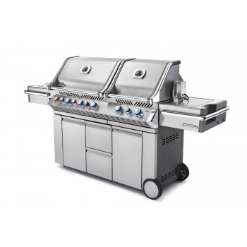 BARBACOA NAPOLEON PRESTIGE PRO 825 CON QUEMADOR LATERAL DE POTENCIA, QUEMADORES INFERIORES Y TRASEROS INFRARROJOS INOX