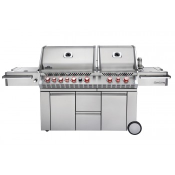 BARBACOA NAPOLEON PRESTIGE PRO 825 CON QUEMADOR LATERAL DE POTENCIA, QUEMADORES INFERIORES Y TRASEROS INFRARROJOS INOX