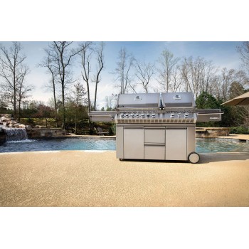 BARBECUE NAPOLEON PRESTIGE PRO 825 WITH POWER SIDE BURNER, INFRARED REAR & BOTTOM BURNERS STAINLESS STEEL