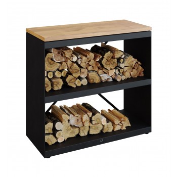 ESTANTERÍA PARA LEÑA OFYR CON 2 ESTANTES BLACK WS-D