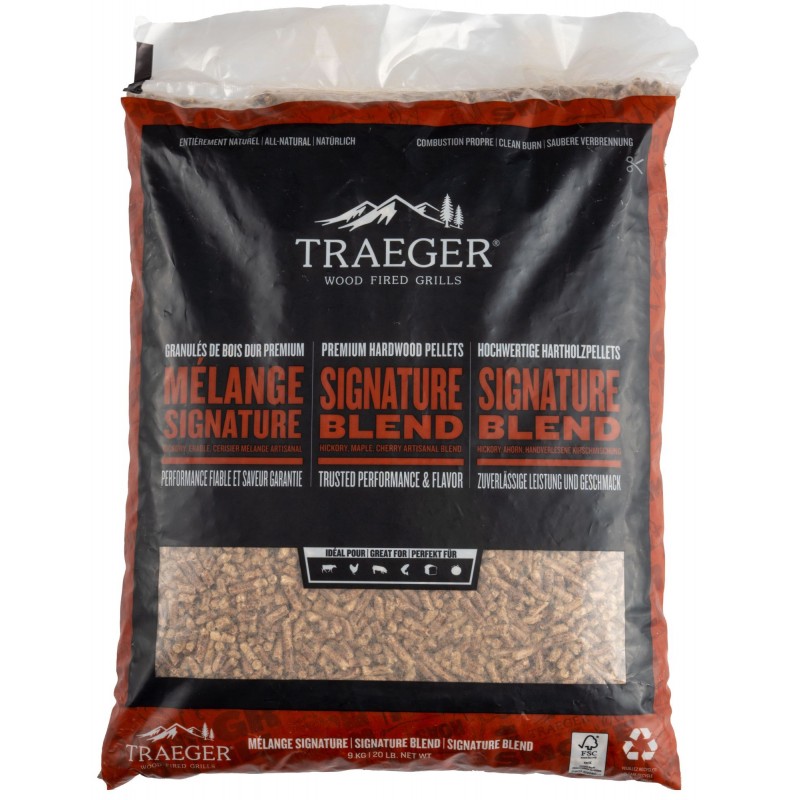 PELLETS DE MADERA - MEZCLA SIGNATURE BLEND 9 KG TRAEGER PELLETS DE MADERA - MEZCLA SIGNATURE BLEND 9 KG TRAEGER
